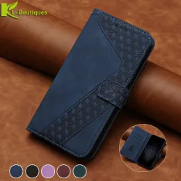 3D Geometric Leather Flip Wallet Phone Case för Samsung Galaxy S8 S9 S10 S20 S21 S22 Plus S 21 Fe S22ultra S7 Edge Case Cover