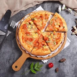 2024 متين مستدير البيتزا Pizza Paddle Serving Board Making Peel Cutting Tresh 4 Sister