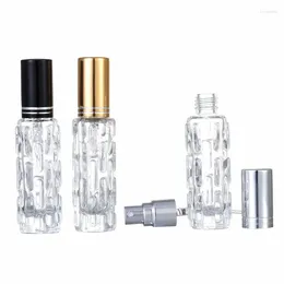 Storage Bottles 25Pcs 10ml Atomizer Spary Refillable Gold Silver Black Lid Empty Cosmetic Packaging Round Clear Glass Perfume Bottle