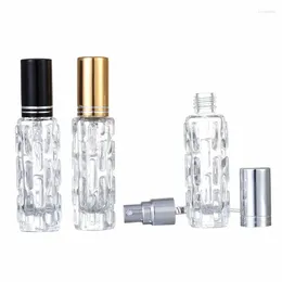 Garrafas de armazenamento 25pcs 10ml atomizador spary recarregável ouro prata preto tampa vazia embalagem cosmética redonda garrafa de perfume de vidro transparente