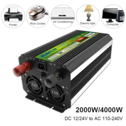 Inversor de energia 3000W 4000W ondas senoidal inversor de carro UPS DC 12V 24V a AC 220V 5V Carga de conversor de carregamento 3 fase para a bateria