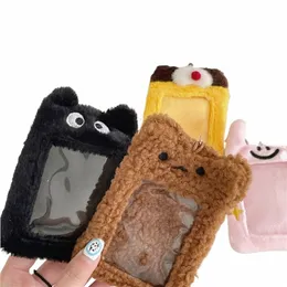 1pc carino Carto titolare della carta peluche Fluffy Bear Rabbit Photo Holder studenti portachiavi ciondolo ID Card Protector Statiery i5ZE #