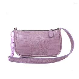 Bag Mini Baguette 2024 Solid Color Crocodile Pattern Fashion Shoulder Sac Femme Patchwork Chain PU Korean Torebka Damsk