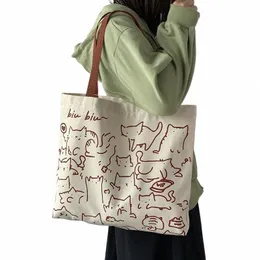 Borsa di tela da sogno di Mara Borsa per donna Shopper Tote Bag Fi Borsa di design Stile giapponese Carto Cute Cat Eco Spalla 89cw #