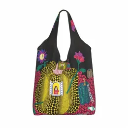 yayoi Kusama Abstract Painting Grocery Shop Bag Fi Shopper Shoulder Tote Bag Big Capacity Portable Handbag h23H#