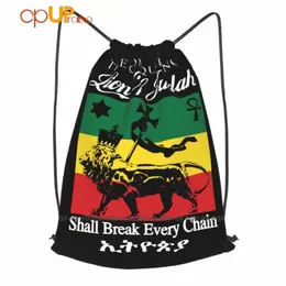 レゲエJah Rastafari Haile Selassie Vybz Kartel Li of Judah Drawstring Backpack New Style Sports Bag Y8QU＃