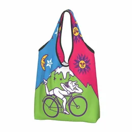 Albert Hofmann LSD Bicycles Day Grocery Shop Bag Funny Shopper axel tygväska Portable Acid Blotter Party Handbag A0kw#