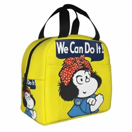 Mafalda We Can Do It Плакат Изолированная сумка для обеда Большой контейнер для еды Сумка-холодильник Tote Ланч-бокс Пляжный пикник Мужчины Женщины N5ZW #