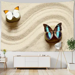 Tapisseries strandfjäril zen stentryck vägg tapestry hippie hängande konst mattan bohemisk dekorera rum stort filt bakgrund trasa