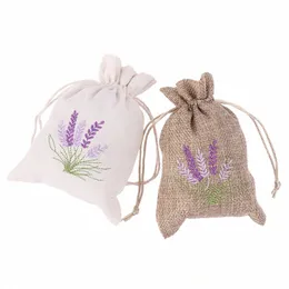 reusable Aromatherapy Drawstring Bag Embroidery Lavender Pouches Dry Fr Aroma Bags Cott Jute Seeds Bags S322#