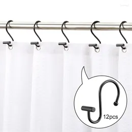 Cortinas de chuveiro ganchos de cortina anéis à prova de ferrugem para banheiro cabides decorativos metal preto