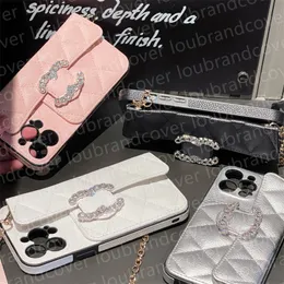 Luxury Phone Case Designer iPhone Case for iPhone 15 Pro Max 13 Pro 12 11 14 pro max Case Card Holder C Fashion Wallet Crossbody Chain Shoulder Straps Smartphone Cases