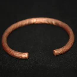 Pulseira de cobre puro antigo martelado para homens pulso mulheres pulseira artesanal joias artesanais unissex presente de pai mãe 240327