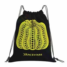 日本のアーティストyayoi kusama pumpkin infinity mirrorsドローストリングバッグジムバッグトラベルアートプリントp36g＃