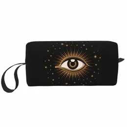 Bolsa de higiene pessoal personalizada Evil Eye para mulheres que vêem todos os olhos Art Cosmetic Makeup Organizer Lady Beauty Storage Bags Dopp Kit Box Case B3ol #