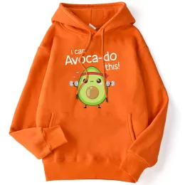 Inverno de Winter Women Hoodie Avocado para exercício de braço Eu posso fazer esta letra PLUST PULLOVER SOLTHA PROFUNDO SOLTA DE STREETHEAR DE STREETHENS FEMINA