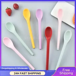 Spoons Silicone Spoon Heat Resistant Teaspoon Coffee Long Handle Multi Purpose Stirring And Serving Scoop Kitchen Tool Non-stick