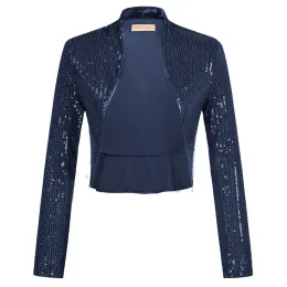 Sequined Bolero Jacket: Vintage Ruffled Open Front Party Shrug