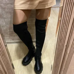 Белые бедры высокие ботинки женщины сексуальная платформа Chelsea Boots Новая зимняя растяжка