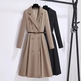 Vestidos casuais superaen 2024 high end primavera outono e inverno cardigan terno colarinho blusão longo blazer vestido