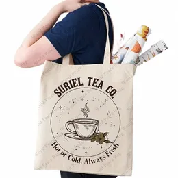 Suriel Tea Co. Wzór torby na bicie, ciernie Roses Casual Canvas na ramię, torba sklepowa torba supermarketów Eco 84pZ#