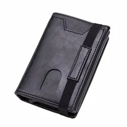 Cizi Rfid Portafogli da uomo Porta carte classico Walet Borsa maschile Mey Portafoglio con cerniera Portafoglio da uomo in pelle nera di lusso di grande marca 99G8 #