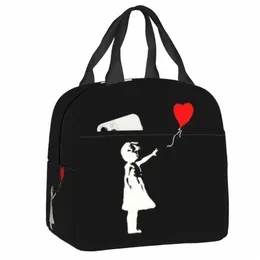 Banksy Ballo Girl Print Thermal Insulated Lunch Bag Women Kids Portable Lunch Box for Work School Travel Picnic Food Tote Bags R7dk＃