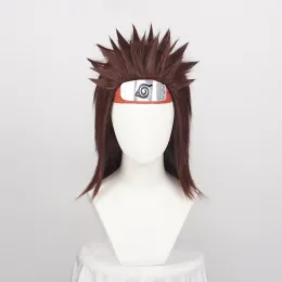 Peruki anime choji akimichi syntetyczny cosplay fryzury (z czerwonym nakryciem głowy) + czapka peruka