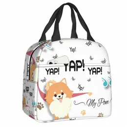 Carto Pomeranian Lunch Boxes Women Multifuncti Spitz Dog Thermal Cooler Food Isolated Lunch Bag Office Work H2DF#