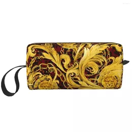 أكياس تخزين السفر الذهبي أسد الأسد Baroque Bag Baged Portable Rococo Makeup Commetic Organizer Beauty Dopp Kit Box