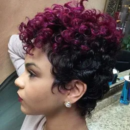 Wigs oucey قصيرة jurly curly pixie cut cut for Black Women Comple Machine صنعت شعر مستعار Ombre Collay Cosplay Cosplay