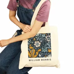 shopper Tote Bag Vintage Leaf Fr William Morris Reusable Handbag Shoulder Foldable Fi Canvas High Capacity Shop Bag M44h#