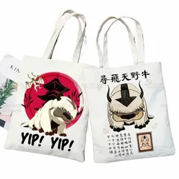 Appa YIP YIP Carto Canvas Borsa a tracolla Tote Borse Avatar The Last Airbender Eco Borsa riutilizzabile Shop Borse Ulzzang vintage q7NM #