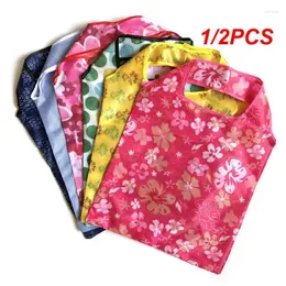 Sacos de armazenamento 1/2pcs dobrável oxford reciclar compras bageco amigável senhoras reutilizáveis ​​sacola floral frutas vegetais bolso de mercearia