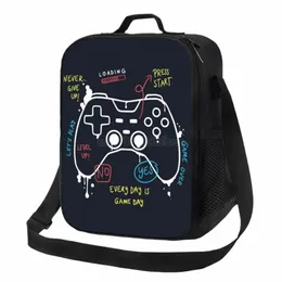 Video Game Weap Gamer Play Gaming Isolado Lunch Bag Tote Handbag Food Ctainer Cooler Bolsa para Beach School Work Office N1vi #