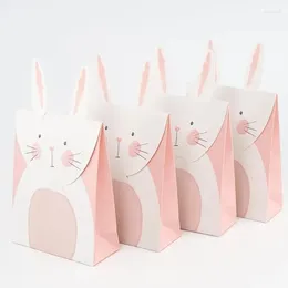 Gift Wrap 12Pcs Easter Day Pink Paper Bags Adorable Candy For Garden Tea Party Favors Decorations Supplies