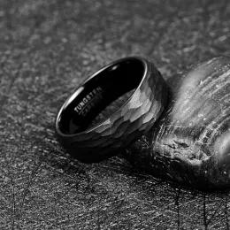 Bonlavie 8-мм черный вольфрамовый обручальный кольцо для мужчин многогранную ковалу