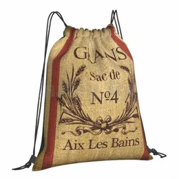 bjour !-Faux Grain Sack Pillow Grains No 4 Backpack Drawstring Bag Riding Climbing Gym Bag Paris Grain Sack Faux c5U1#
