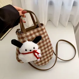 Designer Luxury fashion Tote Bags New Years Red Woolen Plaid Bag Autumn and Winter Womens 2024 New Trendy Handheld Glove Bag Crossbody Bag