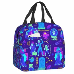 happy Haunts Lunch Bag Haunted Mansi Halen Ghost Thermal Insulated Cooler Bento Box For Women Kids School Picnic Food Bags L2k6#