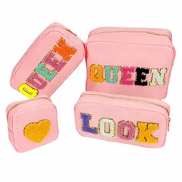 4 Storlekar Nyl Travel Cosmetic Storage Bag broderi Patch Persalisation Toalettete Pouch Organizer Birthday Party College Team Gift Z9QY#