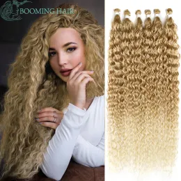 Teave Weave Afro Curls Bundles Hair Hair Pacote de Cabelo Cabelo Ombre ombre Loiro 300 Gram para Cabelo Falido Resistente a Calor de Cabeça