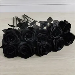 Dekorative Blumen Praktische falsche Blumenpflanze einzigartige hohe Simulation Rose Ewige künstliche Blume schwarz schwarz