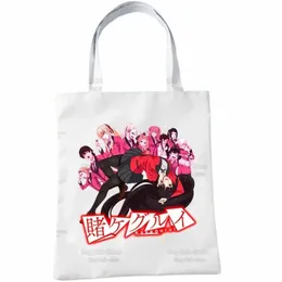 Kakegurui Japanese Anime Manga Yumeko Jabami Korea ulzzang shoppare väska tryck canvas tygväska handväskor kvinnor väska axelväskor g8j5#