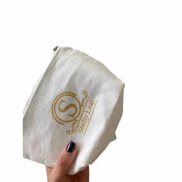300pcs/الكثير Ginzeal مفيد Fi مع شعار مخصص Eco Canvas Makeup Bags Plain Cott Zipper Commotic Cosmetic Bag W6yi#