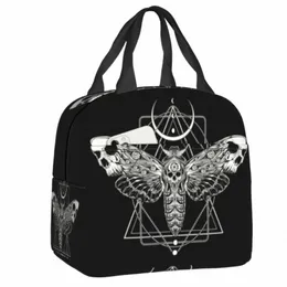 surreal Death Moth Insulated Lunch Bag for Work School Gothic Goth Anti Waterproof Cooler Thermal Lunch Box Women Kids x8mT#