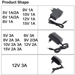 Sağ açılı konektör AC 220V - DC 5V 6V 9V 12V 15V Güç Kaynağı Adaptör Şarj Cihazı 1A 2A 3A 5.5x2.1 3.5x1.35 DC Jack Eu US Fiş