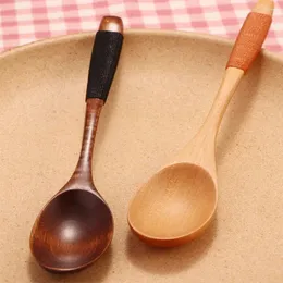 Löffel 2PCS Holz Küche liefert Reis Abendessen Kit Suppen Geschirr Sets Gabel Geschirr Löffel