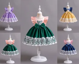 Schönes Blau, Grün, Gelb, Lila, Quadratisch, Geburtstags-/Partykleider für Mädchen, Festzugskleider für Mädchen, Blumenmädchenkleider, Alltagsröcke für Mädchen, Kinderkleidung, Gr. 2–10, D331092