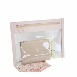 Cusstomized Letters 화려한 Saffiano 가죽 클리어 PVC 화장품 가방 Ladies TPU Travel Organizer W Bag Q4NW#